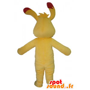 Konijn mascotte geel en rood, kleurrijk en origineel - MASFR23422 - Mascot konijnen