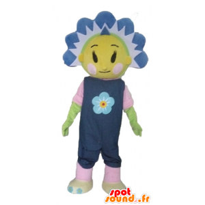 Mascot bastante amarillo y azul de la flor, lindo y colorido - MASFR23425 - Mascotas de plantas