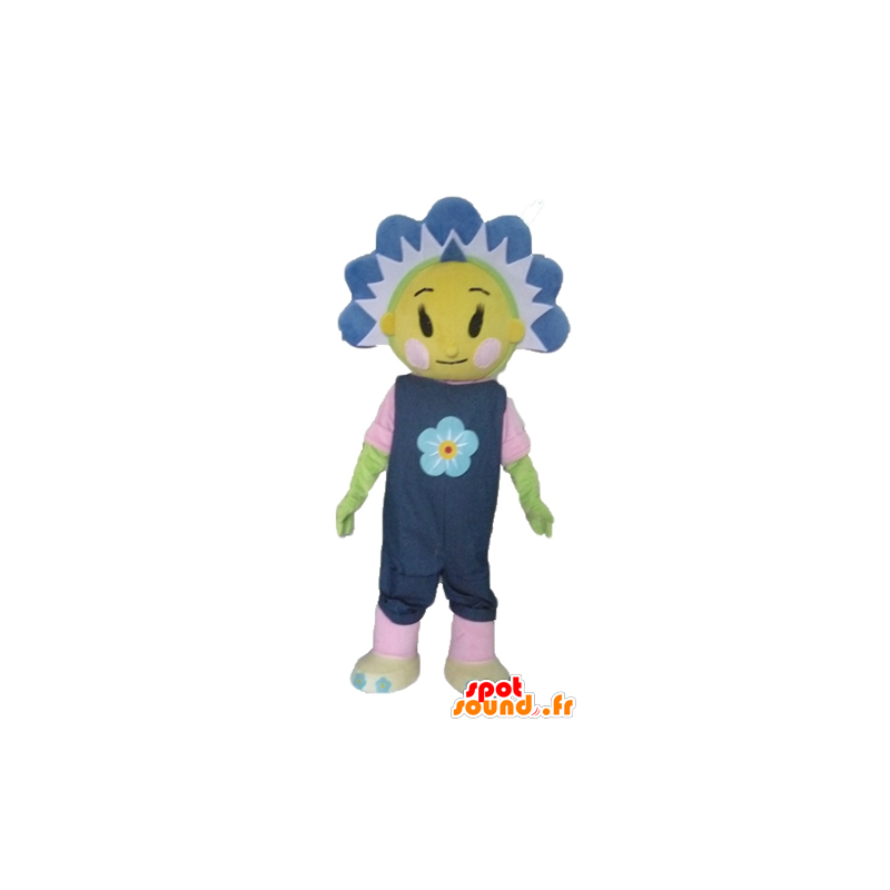 Mascot pretty yellow and blue flower, cute and colorful - MASFR23425 - Mascots of plants