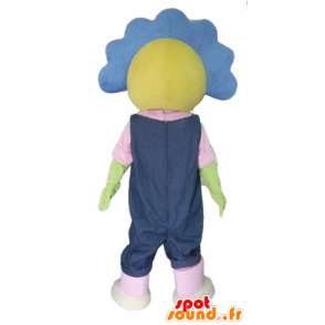 Mascot pretty yellow and blue flower, cute and colorful - MASFR23425 - Mascots of plants