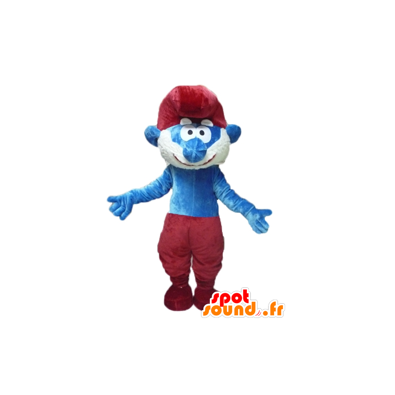 Papa Smurf maskotka, charakter słynnej kreskówki - MASFR23433 - Mascottes Les Schtroumpf