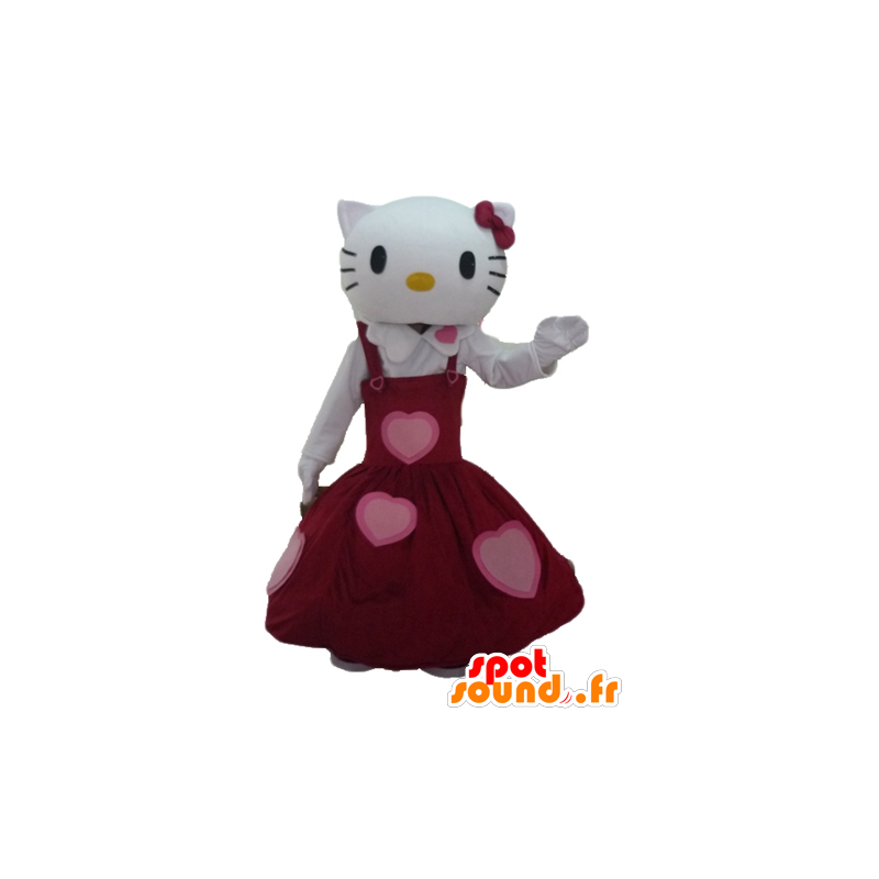 Ciao Kitty mascotte, vestita di un bel vestito rosso - MASFR23437 - Mascotte Hello Kitty