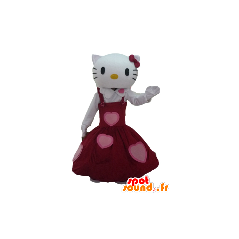 Mascotte Hello Kitty, habillée d'une belle robe rouge - MASFR23437 - Mascottes Hello Kitty