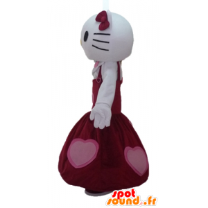 Ciao Kitty mascotte, vestita di un bel vestito rosso - MASFR23437 - Mascotte Hello Kitty