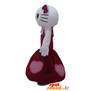 Mascote Olá Kitty vestida em um vestido vermelho bonito - MASFR23437 - Hello Kitty Mascotes