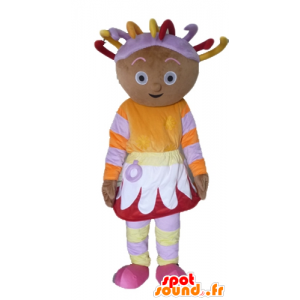 Mascot afrikanischen Mädchen im bunten Kleid, mit fürchtet - MASFR23439 - Maskottchen-jungen und Mädchen