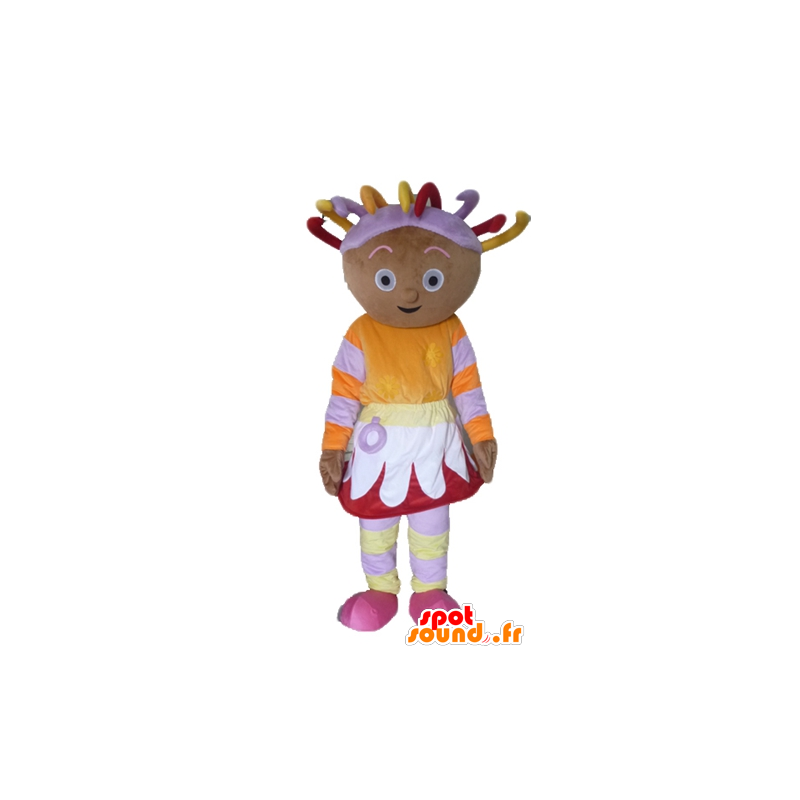 Africano menina Mascot no equipamento colorido, com dreads - MASFR23439 - Mascotes Boys and Girls