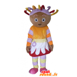 Mascot Afrikaans meisje in kleurrijke outfit, met dreads - MASFR23439 - Mascottes Boys and Girls