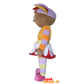 Mascot afrikanischen Mädchen im bunten Kleid, mit fürchtet - MASFR23439 - Maskottchen-jungen und Mädchen