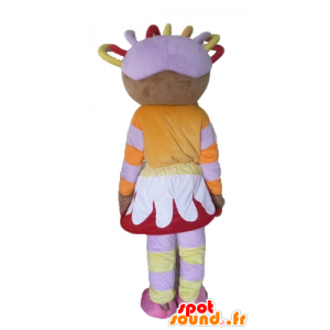 Mascot Afrikaans meisje in kleurrijke outfit, met dreads - MASFR23439 - Mascottes Boys and Girls