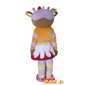 Mascotte ragazza africana in abito colorato, con timori - MASFR23439 - Ragazze e ragazzi di mascotte