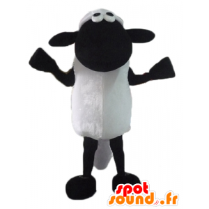 Mascota de Shaun, los famosos dibujos animados en blanco y negro ovejas - MASFR23440 - Personajes famosos de mascotas