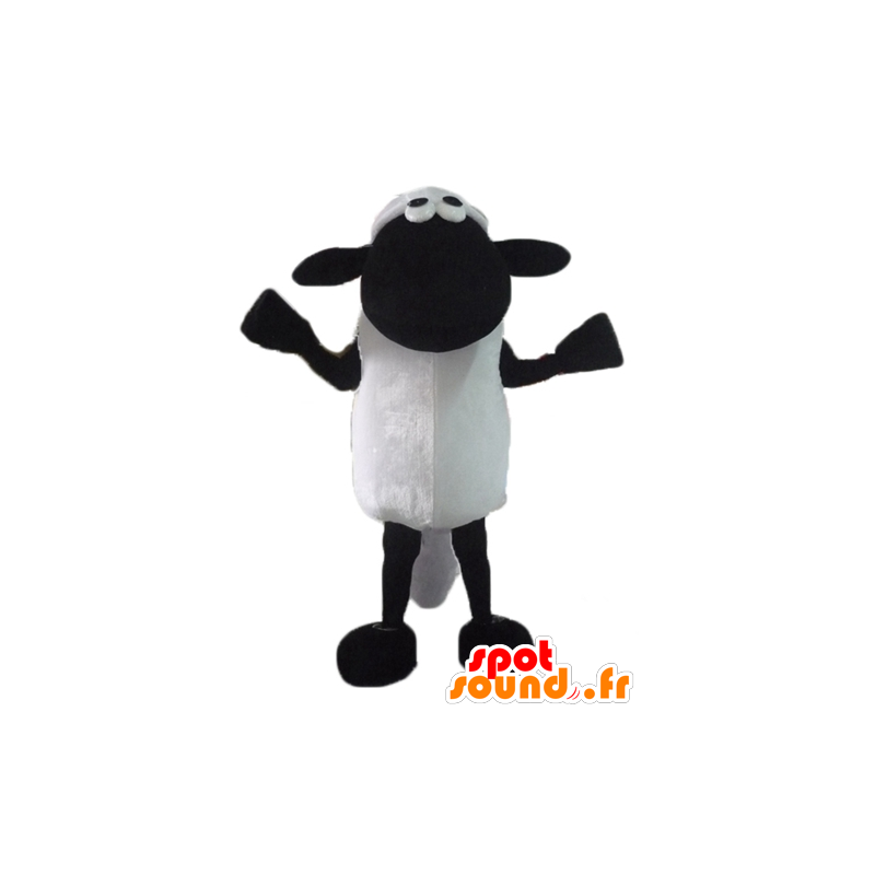 Mascota de Shaun, los famosos dibujos animados en blanco y negro ovejas - MASFR23440 - Personajes famosos de mascotas