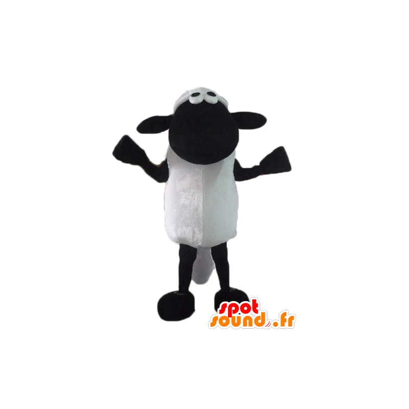 Mascotte de Shaun, célèbre mouton noir et blanc de dessin animé - MASFR23440 - Mascottes Personnages célèbres