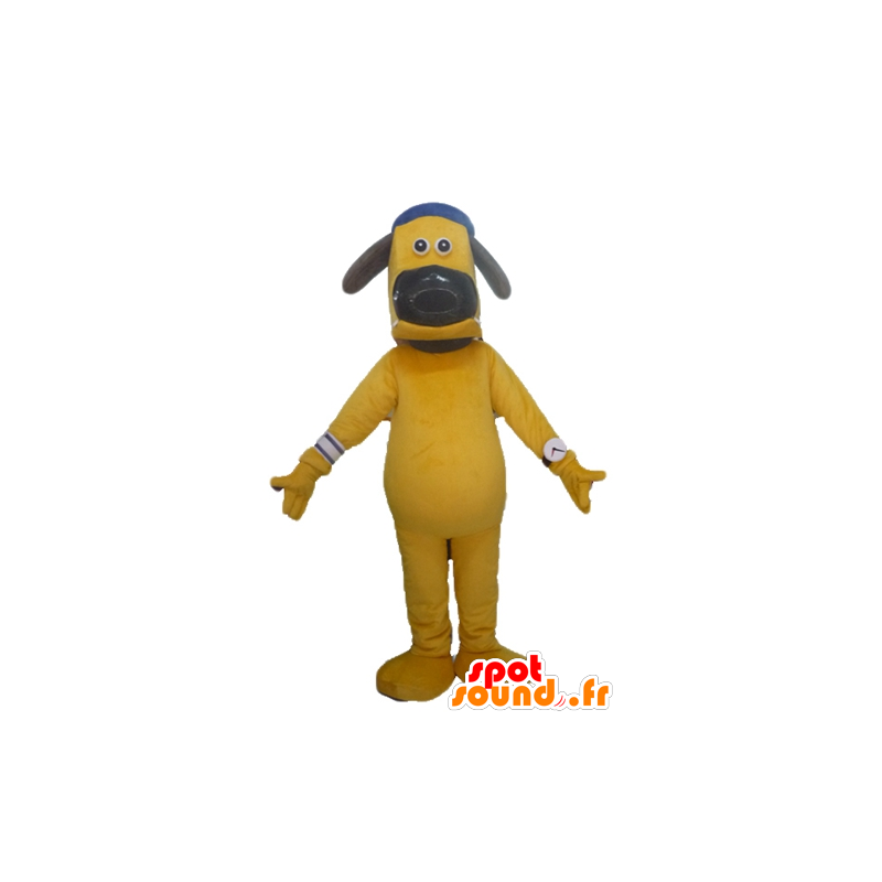 Maskot velký žlutý pes s čepicí - MASFR23442 - psí Maskoti