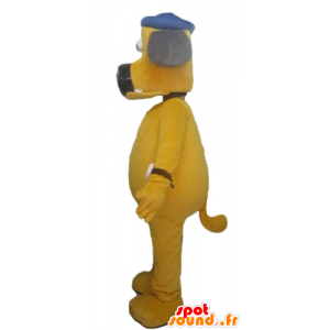 Cane mascotte con un grande cappello di colore giallo - MASFR23442 - Mascotte cane