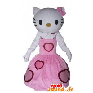 Mascote Olá Kitty vestida com um vestido rosa