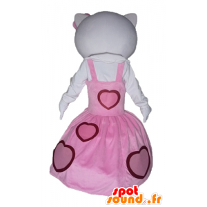 Hello Kitty maskot, klædt i en lyserød kjole - Spotsound maskot