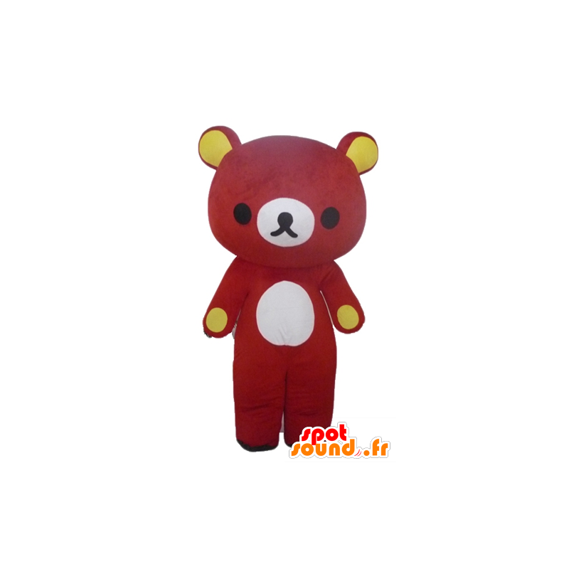 Tukku Mascot punainen ja keltainen nallekarhuja, jättiläinen - MASFR23446 - Bear Mascot