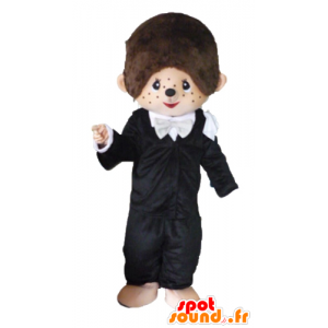 Maskot Kiki, slavný hnědá opice v černém oblečení - MASFR23448 - Celebrity Maskoti