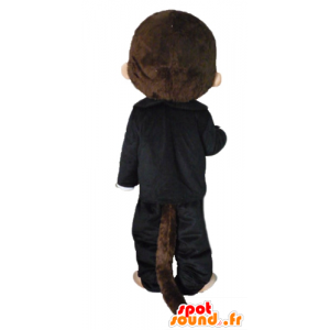 Kiki Maskottchen, dem berühmten brauner Affe schwarzen Outfit - MASFR23448 - Maskottchen berühmte Persönlichkeiten