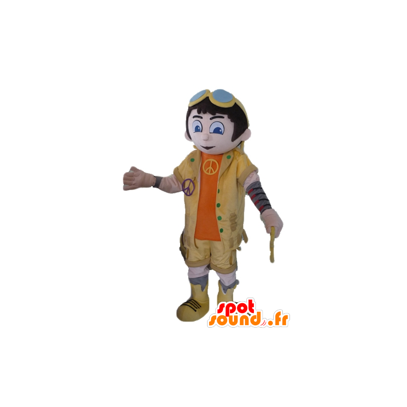 Boy Maskottchen, gelb und orange Outfit mit Gläser - MASFR23449 - Maskottchen-jungen und Mädchen