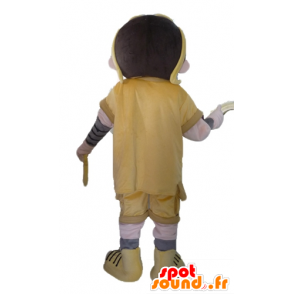 Boy mascotte, geel en oranje outfit met glazen - MASFR23449 - Mascottes Boys and Girls