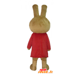 Brown-Kaninchen Maskottchen Teddybär gekleidet in rot - MASFR23458 - Hase Maskottchen