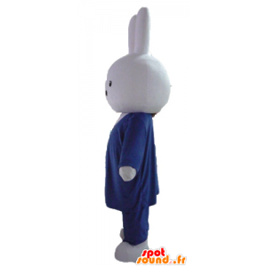 Weißes Kaninchen Maskottchen, in einem Anzug und Krawatte - MASFR23459 - Hase Maskottchen