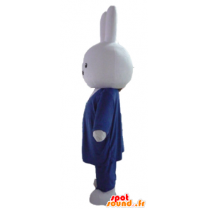 Mascotte de lapin blanc, habillé d'un costume cravate - MASFR23459 - Mascotte de lapins