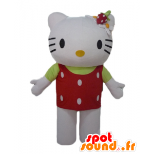 Hallo Kitty Maskottchen mit einem roten Oberteil mit weißen Punkten - MASFR23464 - Maskottchen Hello Kitty