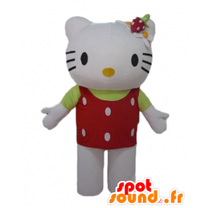 Mascot Hello Kitty, met een rode top met witte stippen - MASFR23464 - Hello Kitty Mascottes