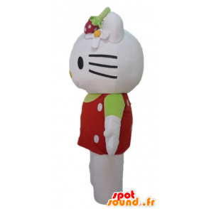 Ciao Kitty mascotte con un top rosso con puntini bianchi - MASFR23464 - Mascotte Hello Kitty