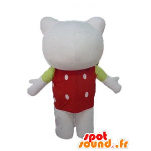 Hallo Kitty Maskottchen mit einem roten Oberteil mit weißen Punkten - MASFR23464 - Maskottchen Hello Kitty