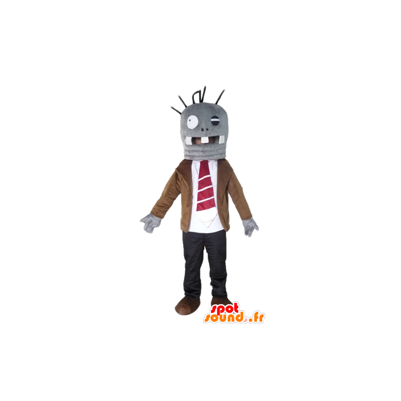 Divertido cinza mascote monstro de terno e gravata - MASFR23465 - mascotes monstros