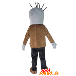 Gris de la mascota del monstruo muy divertido, con traje y corbata - MASFR23465 - Mascotas de los monstruos