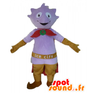 Mascotte de petit monstre violet, avec une cape et des babouches - MASFR23468 - Mascottes de monstres