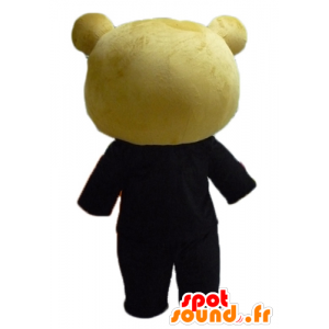 Brown big teddy bear mascot, dressed in a nice black suit - MASFR23469 - Bear mascot