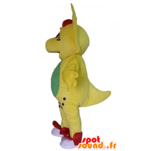 Gul, grøn og rød dinosaur maskot - Spotsound maskot kostume