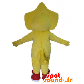 Mascotte de dinosaure jaune, vert et rouge - MASFR23473 - Mascottes Dinosaure