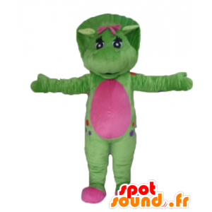 Mascot green and pink dinosaur, giant - MASFR23474 - Mascots dinosaur