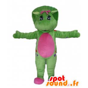 Grön och rosa dinosaurie maskot, jätte - Spotsound maskot