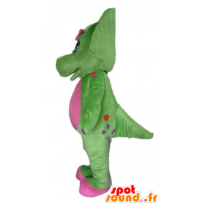 Mascot green and pink dinosaur, giant - MASFR23474 - Mascots dinosaur