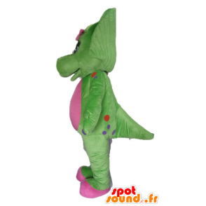 Mascot groen en roze dinosaurus, reus - MASFR23474 - Dinosaur Mascot