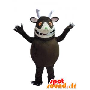 Mascotte de gros monstre marron, avec de grandes dents - MASFR23475 - Mascottes de monstres