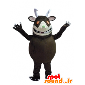 Mascotte de gros monstre marron, avec de grandes dents - MASFR23475 - Mascottes de monstres