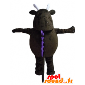 Mascotte de gros monstre marron, avec de grandes dents - MASFR23475 - Mascottes de monstres