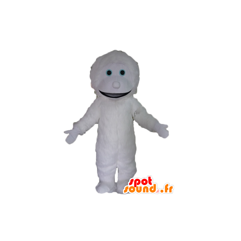 White monster mascot, giant yeti and smiling - MASFR23480 - Monsters mascots