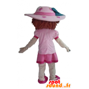 Mascotte de Charlotte aux Fraises, célèbre fillette rose - MASFR23481 - Mascottes Personnages célèbres