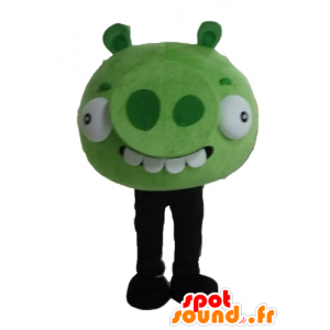 Groen monster mascotte, de beroemde spel Angry Birds - MASFR23483 - Celebrities Mascottes